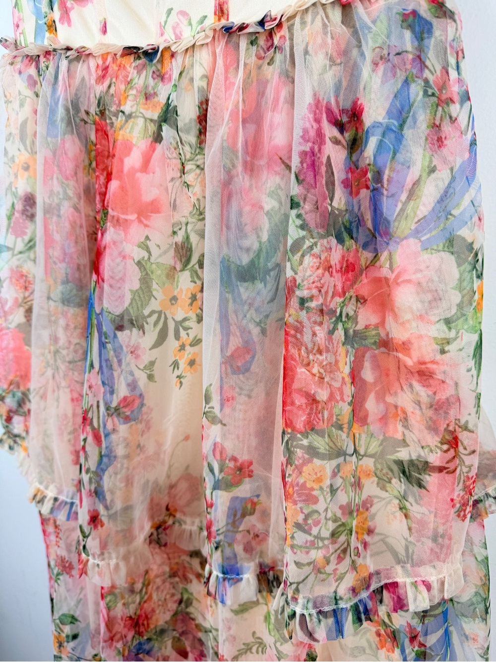 VICI Floral Corset Ruffle Strap Tiered Mesh Garden Party Romantic Cottagecore - Picture 11 of 13